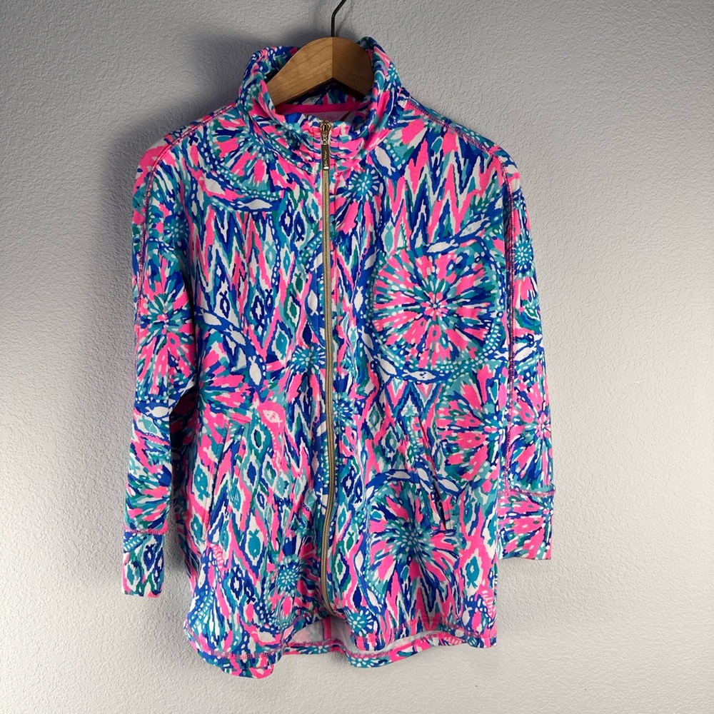 Lilly Pulitzer Deedee Swing‎ Jacket Tiki Pink Shake it Up Print Sz XS
